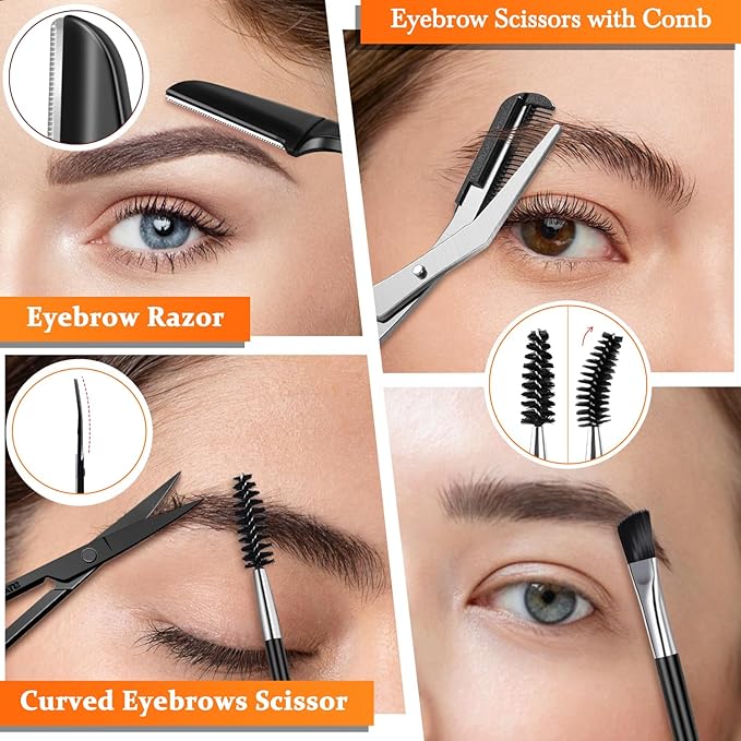 TsMADDTs Tweezers for Men, 8 in 1 Professional Eyebrow Tweezers Kit with Eyebrow Trimmer & Scissors, Razor, Brush, Skin Care Tools-VivaGrace Women