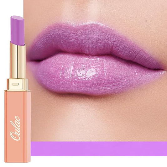 Oulac Pinky Purple Lipstick - Moisturizing Lip Stick Glossy Tinted Lip Balm, Sheer Shine Juicy Finish, Lightweight and Hydrating Formula for Dry Lip Care, Vegan 2.2g/0.07oz (10)-VivaGrace Women