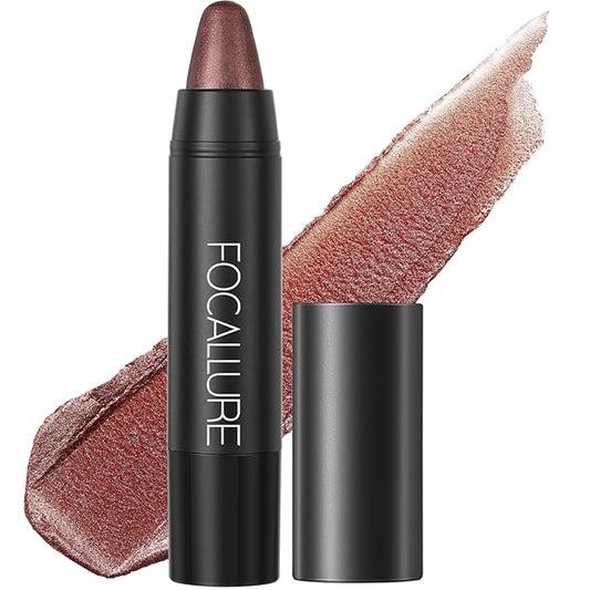 FOCALLURE Ultra Chic Metallic Lipstick,Rich Vitamin E Lip Crayon,Lightweight Shinning Color without Drying or Fading,Long Lasting Lips Makeup,#24 Copper-VivaGrace Women