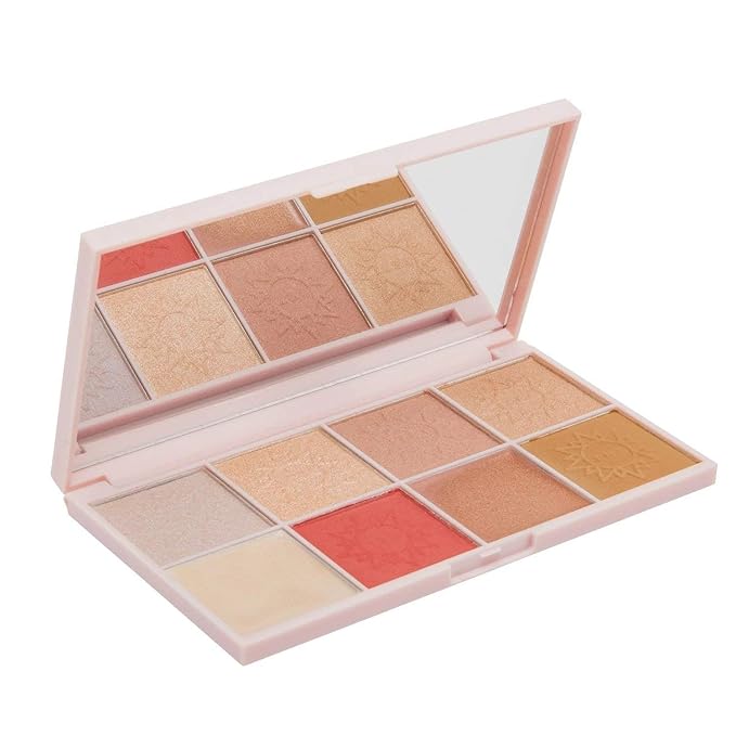 The Beauty Crop - Travel Tea Face Palette - Mediterranean Spring | Highly Pigmented Shades | Richly Toned Palette | Comes in Matte, Creamy, Metallic & Glitter Finish | Long Wearing | Cruelty Free-VivaGrace Women