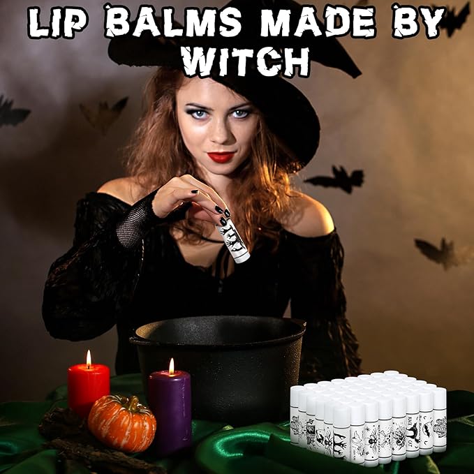 30 Pack Halloween Party Favors Bulk Skull Lip Balms Gifts Vintage Spooky Halloween Party Gifts Goodies Stuffers Small Thank You Gifts for Women Men Staff Coworkers Adults-VivaGrace Women