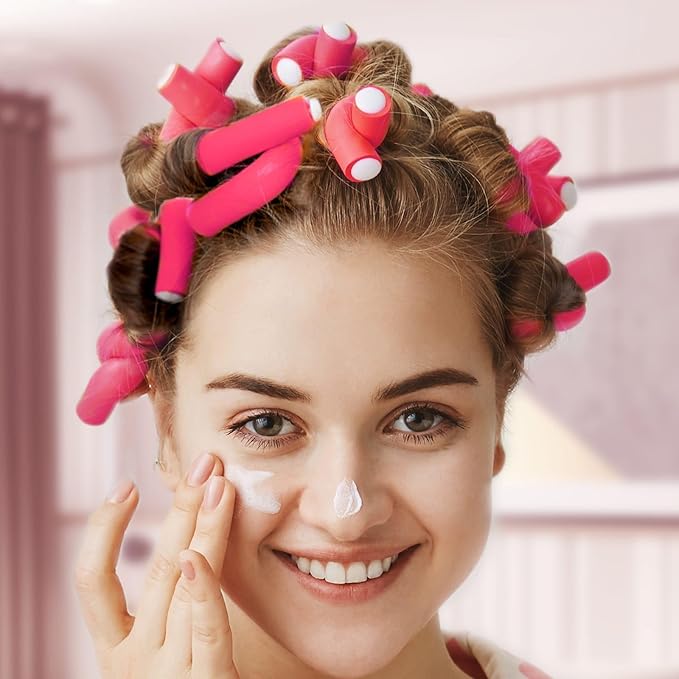 Selizo 30Pcs 9.45"x0.55" Flexible Hair Rollers, Foam Curlers for Short, Medium and Long Hair, No Heat Curlers, Hair Rods - Pink(Diameter 0.55')-VivaGrace Women