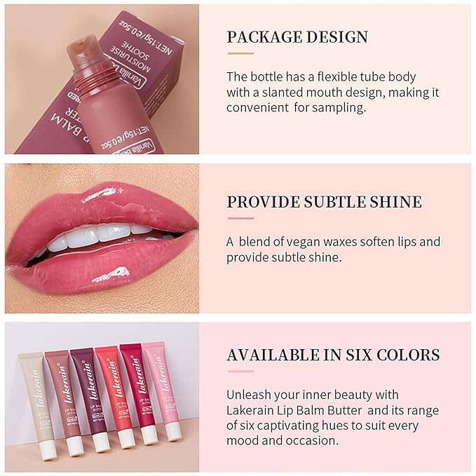 4 Color Glossy Lip Butter Balm, Moisturizing Lip Gloss Butter Non Sticky High Shiny Finish Lip Glow Oil, Natural Plumping Lip Tint Lip Care & Repair Lip Mask for Soft & Smooth & Protect Dry Lip-VivaGrace Women