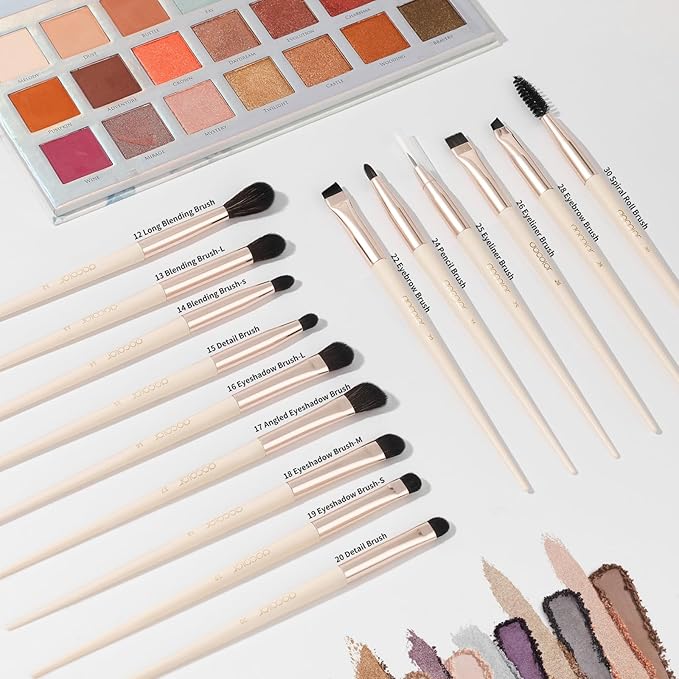 Docolor Makeup Brushes Set Professional 30Pcs Makeup Brushes Premium Synthetic Powder Kabuki Foundation Contour Blush Concealer Eye Shadow Blending Eyeliner Crease Eyebrow Make Up Brush Kit - Beige-VivaGrace Women
