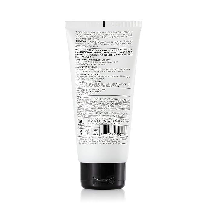 MARLOWE. No. 123 Men's Facial Moisturizer 6 oz, Lightweight Daily Face Lotion for Men, Includes Natural Extracts to Hydrate, Soothe & Restore, Light Aloe Citron Scent-VivaGrace Women
