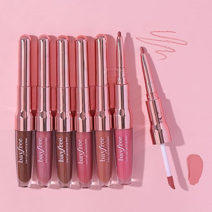 2-IN-1 Lip Liner and Lip Stain, High Pigmented Long Lasting Velvet Lip Tint, Well-Defined Lipliner, Weightless Waterproof Not Animal Tested, Matte Finish Makeup-VivaGrace Women