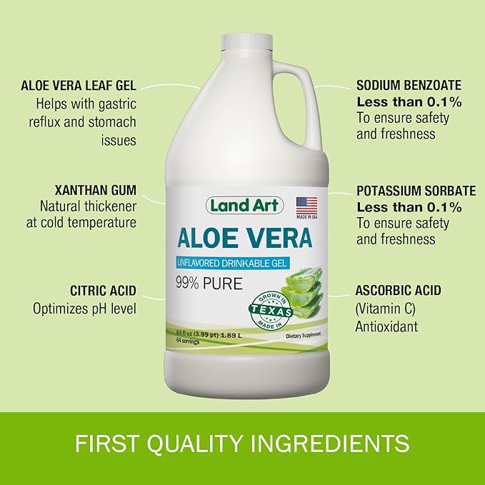 Organic Aloe Vera Drinkable Gel for Heartburn & Acid Reflux Relief - 99.7% Pure - Cold-Processed - Improves Digestive Health - Soothing and Natural - Vegan & Gluten-Free - 64 fl oz (Pack of 2)-VivaGrace Women