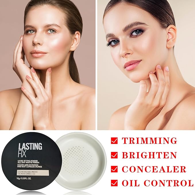 White Setting Powder Translucent Loose Setting Powder Matte Smooth Oil Control Loose Face Powder Waterproof Long Lasting Lightweight Setting Powder Makeup-VivaGrace Women