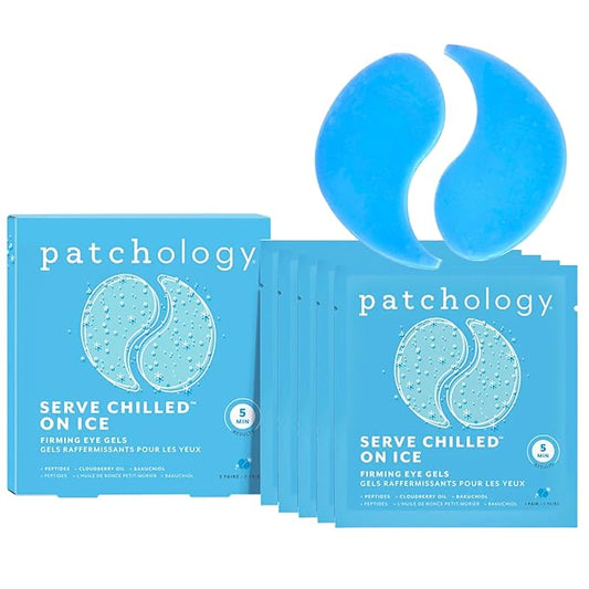 Patchology Iced Cooling Under Eye Mask Patches with Peptides, Cloudberry Oil and Bakuchiol. Cool eye gels to firm skin and soothe, reduce fine lines and under eye bags 5 Pair-VivaGrace Women