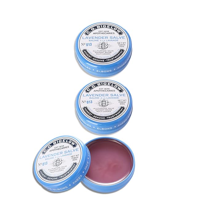 C.O. Bigelow All Purpose Salve Lip Balm Tins, Lavender Salve Pack of 3 for Chapped Lips & Dry Skin - Moisturizing Lip, Cuticle and Skin Salves, 0.8 oz each-VivaGrace Women