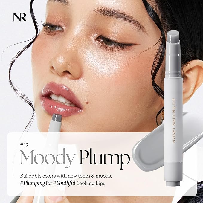 Nature Republic HONEY MELTING LIP PLUMPING (12 GRAY) SOFT LIP STICK Moody Plump Hydrating Gloss, Moisturizing balms, Volumizing formula,Nude & Sheer tint, Glowy Finish, korean make up-VivaGrace Women