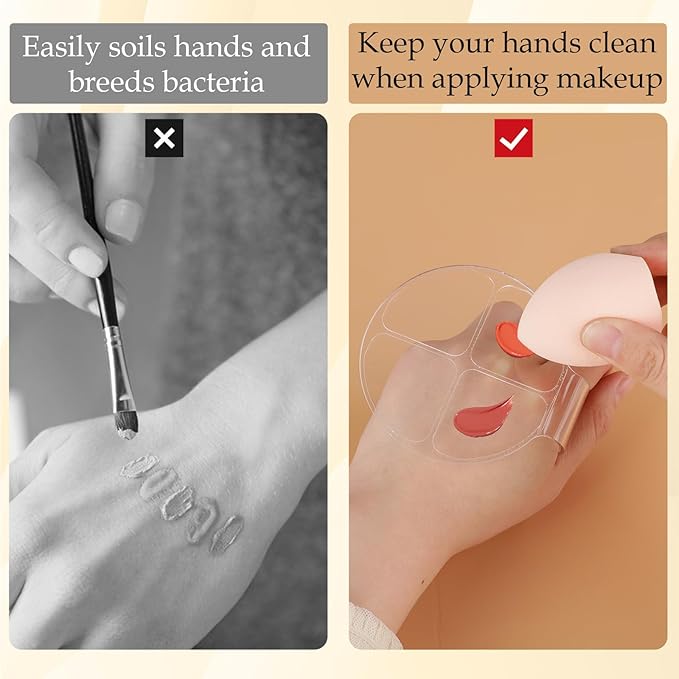 2 Pcs Makeup Hand Palette Foundation Palette Foundation Mixing Palette Hand-Held Nail Art Manicure Palette Clear Makeup Palette for Mixing Foundation Eye Shadow Nail Art-VivaGrace Women