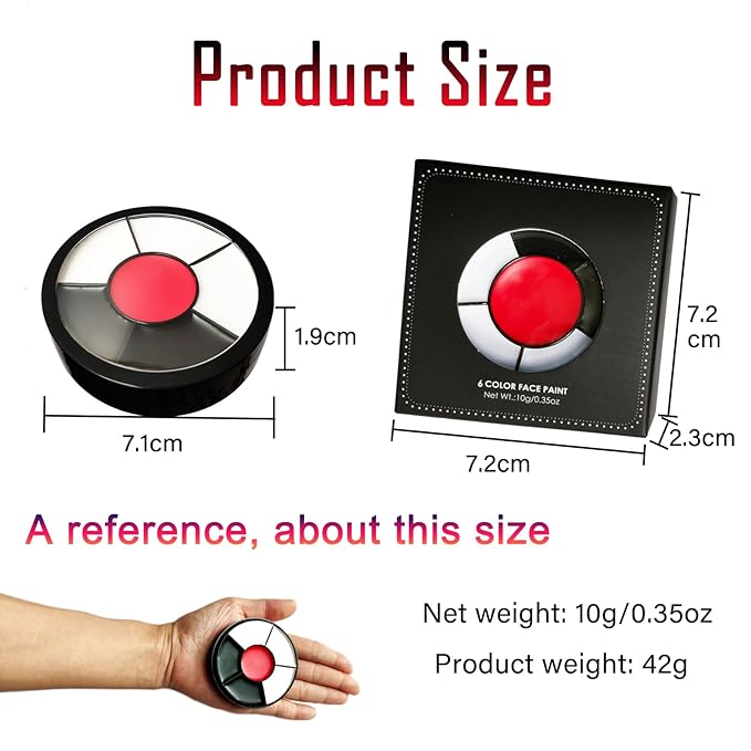 Clown Makeup Kit Face Paint Clown Wheel Black White Red Eye Black Football Softball Baseball Sports,Professional Halloween Joker Zombie Skeleton Vampire Makeup-VivaGrace Women