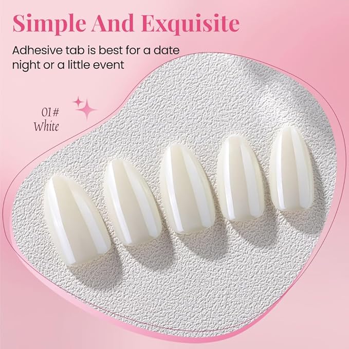 Aurora Chrome White Press On Nails Short Almond 30 Pcs, Designer Reusable Acrylic Fake Nails with Glue, Glossy Soft Gel Nails Wedding and Party, Stick On Glue On Nails, Nails fro Women Gift