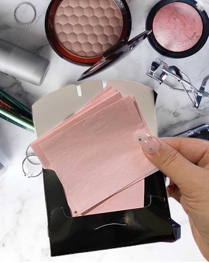 2 Pks ROSE INFUSED Natural Abaca Blotting Paper - 100 Oil Blotting Sheets - Makeup Friendly UNISEX All Skin Types Oily Skin Shine Blotter Photography Zoom Meetings Travel Gym School - MADE IN TAIWAN-VivaGrace Women