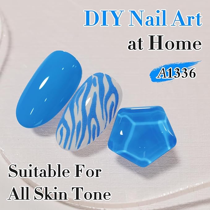 Double Rhythm 0.50 OZ Gel Polish Same Color Same Bottle Golden Round Hema Free Neutral Natural Milky 15 ML Jelly UV Polish Art DIY at Home (Blue-C1336)