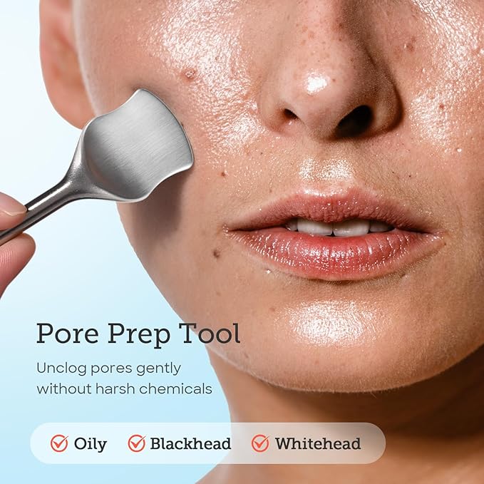 LitBear Pore Prep Tool, Blackhead Remover Pimple Popper Tool Kit, Stainless Steel Blackhead Extractions Tool for Acne, Whitehead Popping, Blemish, Comedone, Pink-VivaGrace Women