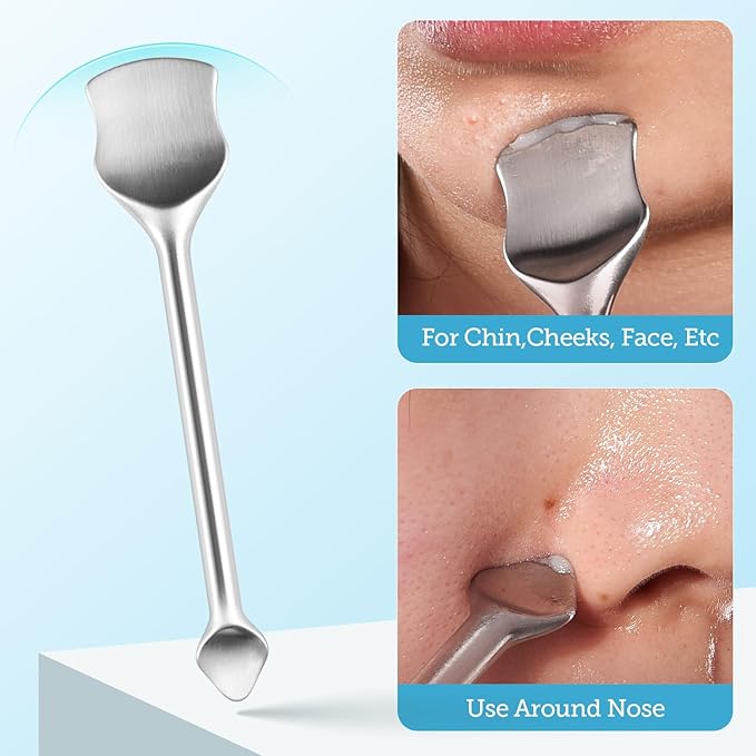 LitBear Pore Prep Tool, Blackhead Remover Pimple Popper Tool Kit, Stainless Steel Blackhead Extractions Tool for Acne, Whitehead Popping, Blemish, Comedone, Pink-VivaGrace Women