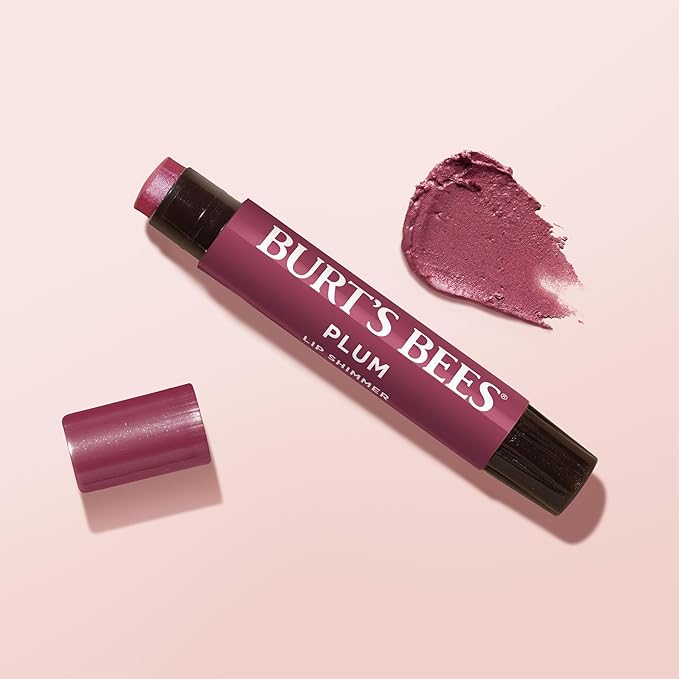 Burt's Bees Shimmer Lip Tint Set, Tinted Lip Balm Stick, Moisturizing for All Day Hydration with Natural Origin Glowy Pigmented Finish & Buildable Color, Plum (4-Pack)-VivaGrace Women