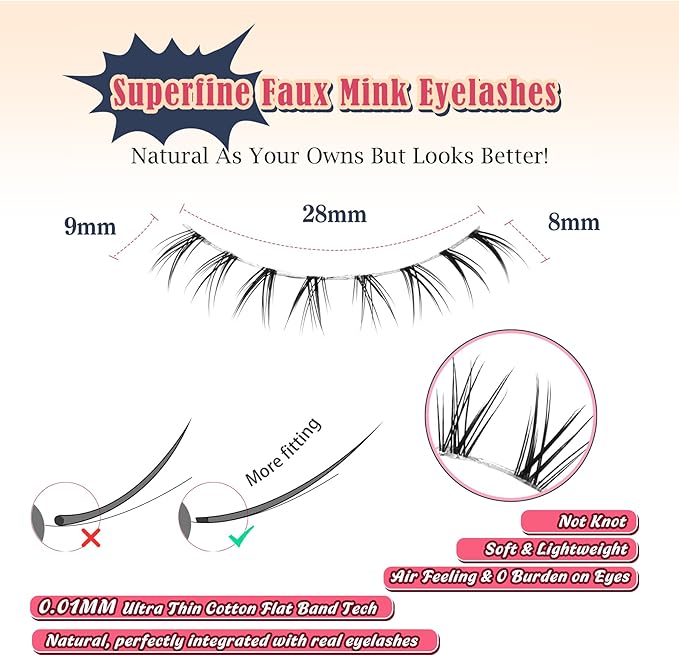 Lashes Natural Bottom Lashes 9mm Lower Strip Lashes Extention False Eyelashes Natural Look Wispy Bottom Eyelashes Fake Lashes Pack 7 Pairs-VivaGrace Women