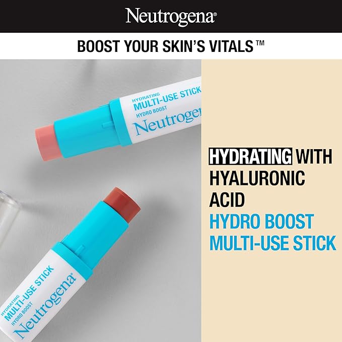 Neutrogena Hydro Boost Hydrating Multi-Use Makeup Stick with Hyaluronic Acid, Gentle Multi-Use Colored Makeup Balm to Brighten Lips, Cheeks & Eyes, Non-Comedogenic, Soft Pink, 0.26 oz-VivaGrace Women