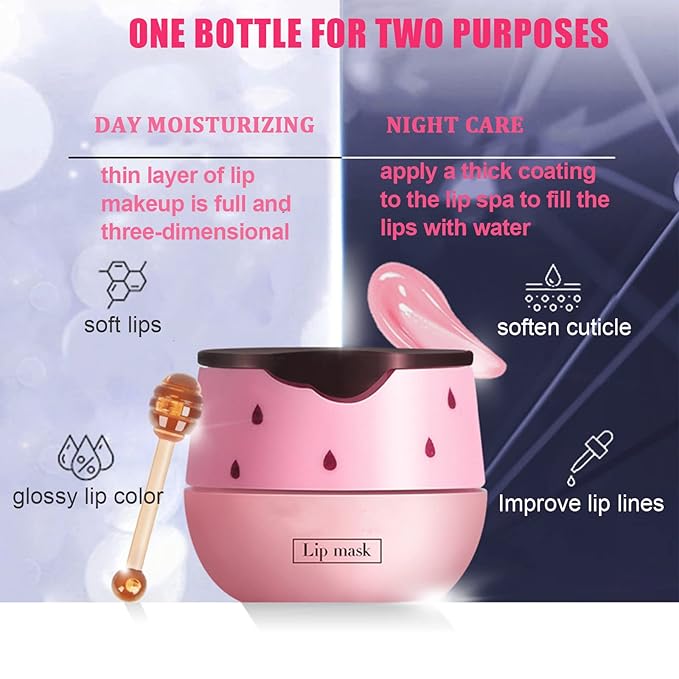 Strawberry Lip Balm Honey Pot, Strawberry Lip Mask Propolis Moisturizing Hydrating Prevention Dry and Cracked Lip Scrubs Exfoliator(1-Strawberry)-VivaGrace Women