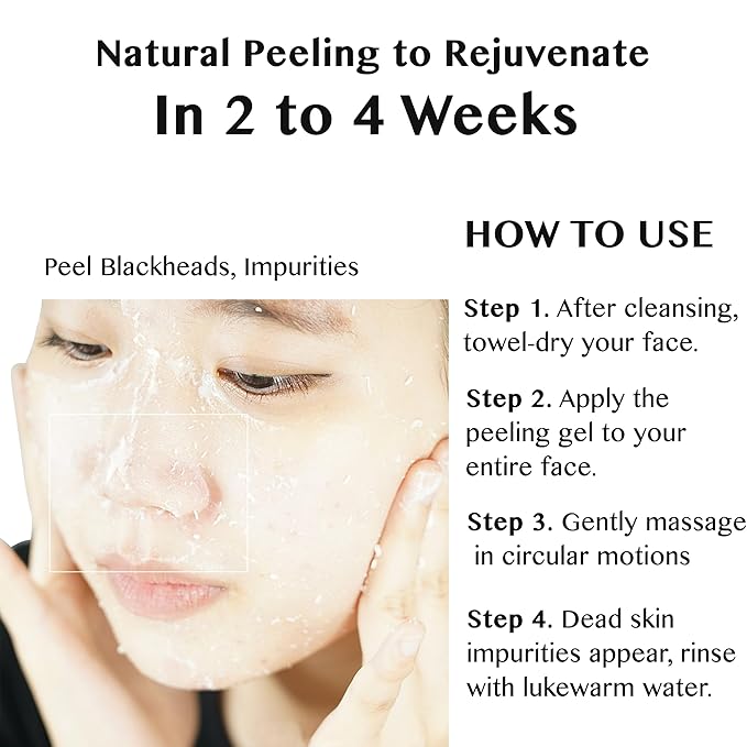 Gold Snail Peeling Gel, 24K Gold Face Exfoliator, Natural Gentle Scrubber, Blackhead Remover, Pore & Acne Scar Minimizer, All Skins, 5.07 fl oz Made In Korea