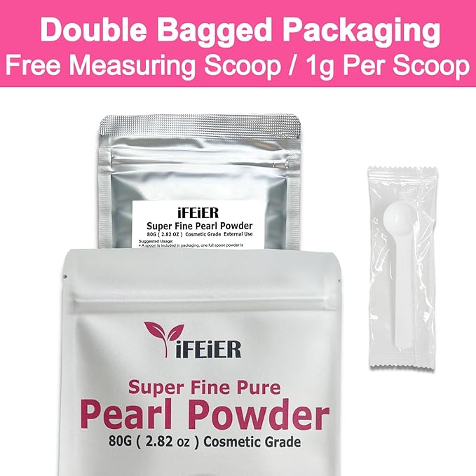 Pure Freshwater Pearl Powder for Skincare and Homemade Cosmetics Grade. 80g(2.82oz) SuperFine Pearl Powder for DIY lotions | creams | serums | making face mask, Natural and Oranic-VivaGrace Women