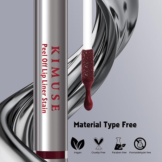 KIMUSE Peel Off Lip Liner Stain, Long Lasting Lip Tint Stain Peel Off, Waterproof, Transfer-Proof, Highly Pigmented Color Peel Off Lip Stain Liner, Matte Finish-VivaGrace Women
