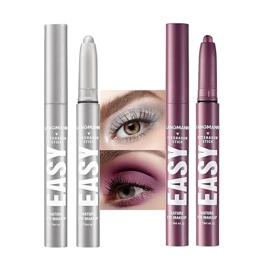 Jolilab Eyeshadow Stick, 2 Colors Matte Professional Bright-Colored Contouring and Highlight Stick, Cream Waterproof Long Lasting High Pigmented Eye Shadow.-VivaGrace Women