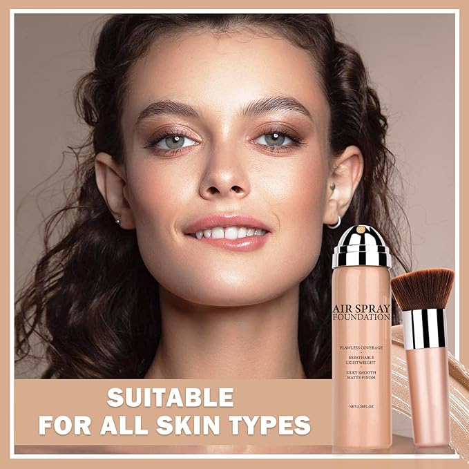 NVLEPTAP Airbrush Foundation Makeup Spray Silky Lightweight Full Coverage Foundation Face Air Cushion Foundation Set with Soft Makeup Brush - 03 Nude-VivaGrace Women