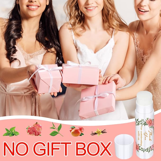 Dunzy 50 Pcs Thank You Gift Lip Balm Bulk Baby Shower Party Favors Bridal Shower Favor Lip Care with Assorted Fruit Flavors Thank You Lipstick for Guest Basket Gift Stuffer (Wedding)-VivaGrace Women