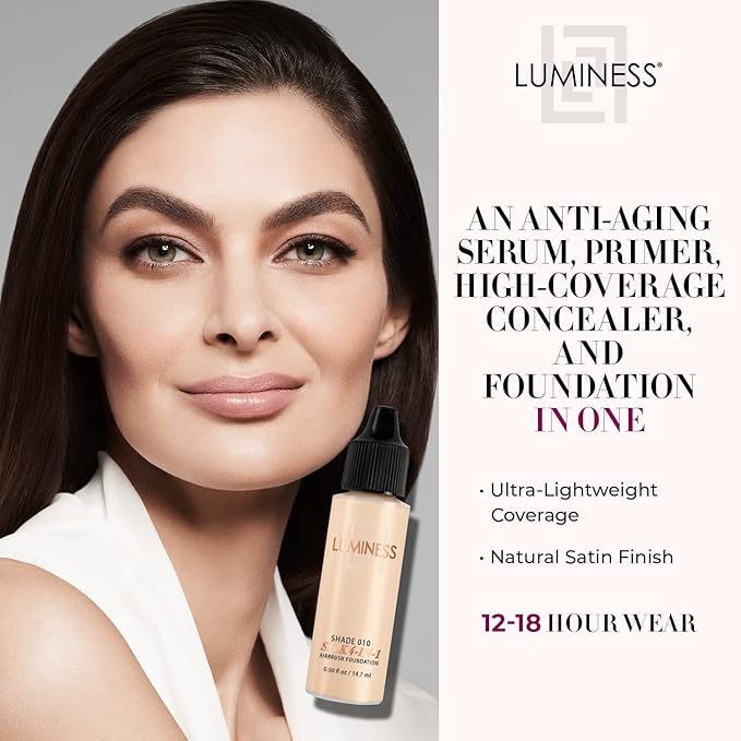 Luminess Air Silk 4-In-1 Airbrush Foundation- Foundation, Shade 010 (.5 Fl Oz) - Sheer to Medium Coverage - Anti-Aging Formula Hydrates and Moisturizes - Professional Makeup Kit for Cordless Air Brush-VivaGrace Women