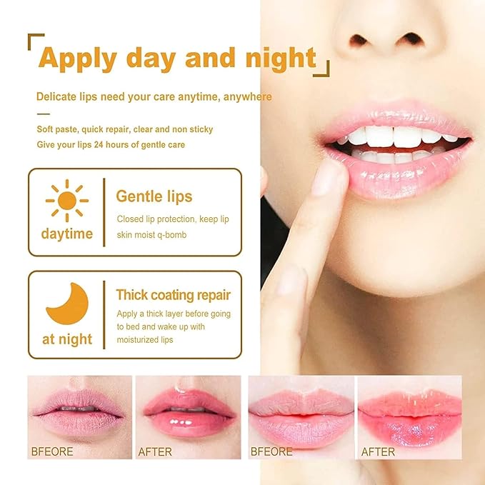 3 PCS Bee Lip Mask Lip Balm Honey Pot, Strawberry & Honey Lip Sleeping Mask Hydrating Prevention Dry and Cracked Lip Scrubs Exfoliator,Lip Mask Overnight Reduces Lip Lines-VivaGrace Women
