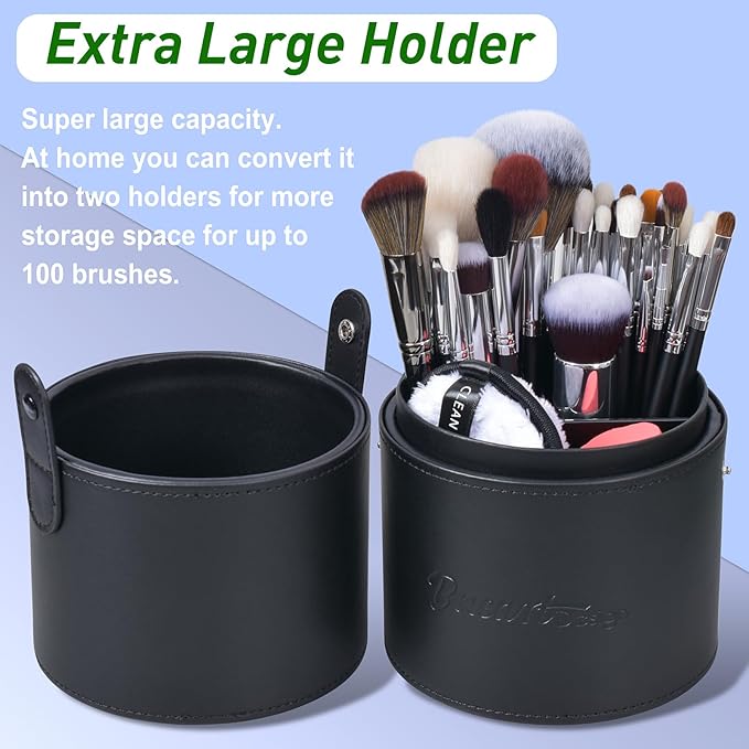 Bueart Design Pro makeup Artist 34Pcs Deluxe Real Goat Hair Horse hair Makeup Brushes Set with extra Large Holder High End Professional labeled makeup brush set with natural Pony Hair-VivaGrace Women