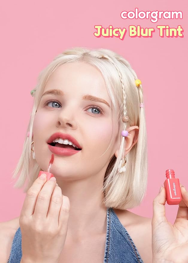 COLORGRAM Juicy Blur Tint 05 Happy Cherry Smile | Daily Semi-Matte, Semi-Glossy, Long-Lasting Lip Stain, Moisturizing, Buildable & Blendable, highly Pigmented (0.12 Fl. Oz.)-VivaGrace Women