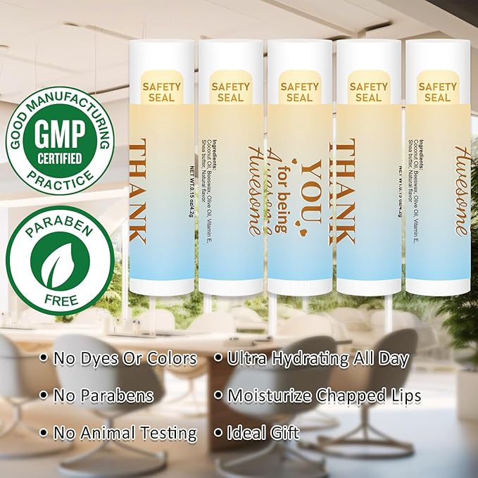 DMSKY Appreciation Gifts 60 Pcs Lip Balm Bulk, Staff Appreciation Gifts Bulk Thank You Gifts Bulk for Coworkers Teacher Worker Employee Leaving Farewell Gifts-VivaGrace Women