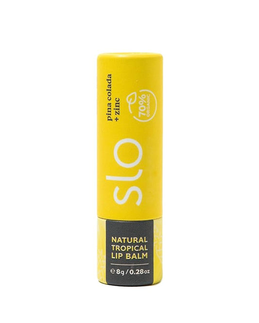 Slo | Natural Lip Balm - All Natural Ingredients, Vegan & Cruelty Free, Hydrating & Soothing, Plastic Free, Paper Packaging | Pina Colada + Zinc, 0.28oz-VivaGrace Women