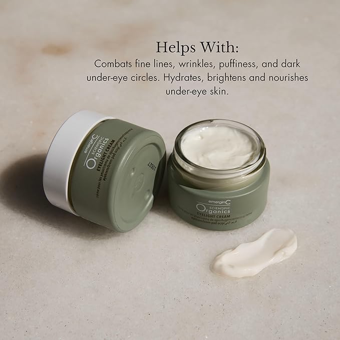 emerginC Scientific Organics Eyelight Cream - Stem Cell Eye Cream with Antioxidants - Anti-Aging Eye Cream Targets Dark Under-Eye Circles for Visible Glow (0.5 oz, 15 ml)-VivaGrace Women