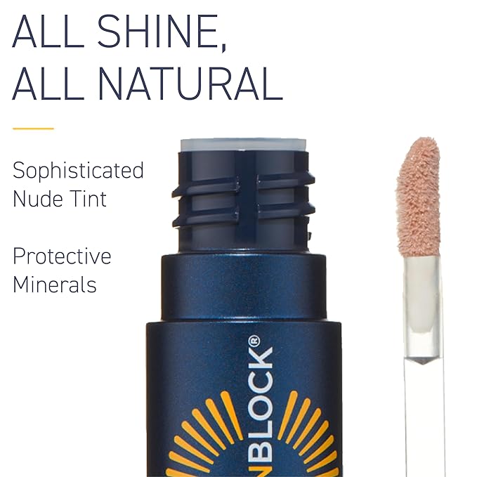 Brush On Block Sun Shine Protective Lip Oil SPF 30, Mineral Protection from UVA/UVB & Blue Light, Hydrating, Cruelty-Free, Gluten-Free, & Vegan, Nude-VivaGrace Women