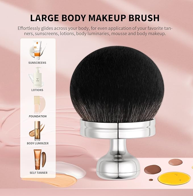 docolor Extra Large Body Makeup Brush For Self Tanner, 3 Inch Width Self Tanning Brush Kabuki Brush, Soft synthetic hair, for Foundation, self-tanners, bronzer, sun blocks, powder, For Face and Body-VivaGrace Women