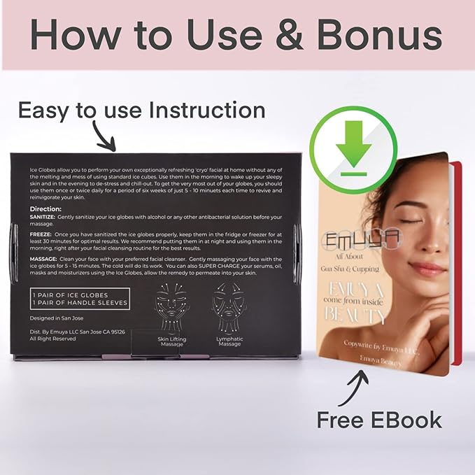 Ice Globes for Facials – Facial Tools for Face & Eye Puffiness Relief, Cool Skincare Cryo Tools - Pink Drink Glitter-VivaGrace Women