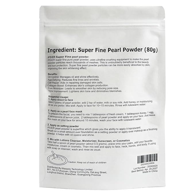Pure Freshwater Pearl Powder for Skincare and Homemade Cosmetics Grade. 80g(2.82oz) SuperFine Pearl Powder for DIY lotions | creams | serums | making face mask, Natural and Oranic-VivaGrace Women