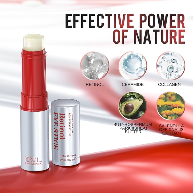 Retinol Eye Cream,Anti Aging Eye Cream, Retinol Eye Stick for Dark Circles and Puffiness Bags Treatment, Eye Balm Instantly Brighten,Under Eye Cream,Eye Cream for Wrinkles,Reduces Fine Lines-VivaGrace Women