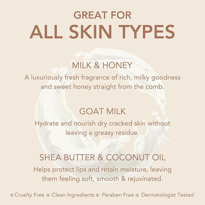 Dionis - Goat Milk Skincare Milk & Honey Scented Lip Balm - Set of 6 (0.28 oz) - Made in the USA - Cruelty-free and Paraben-free-VivaGrace Women