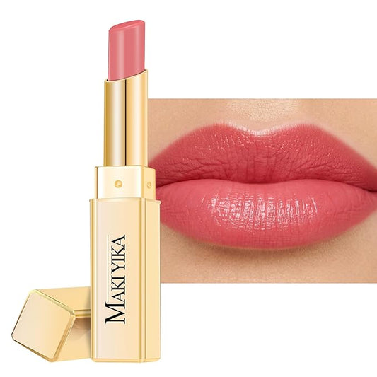MAKI YIKA Moisture Pink Lipstick for Women Hydrate Lip Balm for Dry Cracked Lips Weightless Glossy Lip Color Juicy Finish,MA058 Nude Pink-VivaGrace Women
