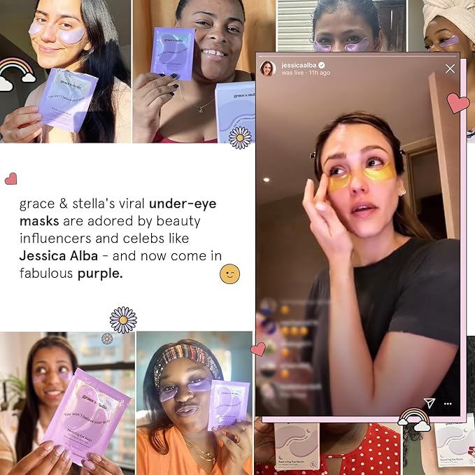 grace & stella Retinol Under Eye Patches for Puffy Eyes and Dark Circles - Restoring Gel Under Eye Masks with Hyaluronic Acid - Vegan Cruelty-Free Skincare - Birthday Gifts for Women (Purple, 6 Pairs)-VivaGrace Women