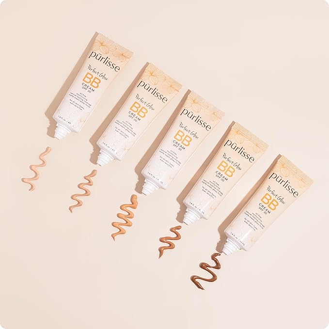 pūrlisse Perfect Glow BB Cream with SPF 30 - Matte Meets Dewy Finish - Enriched with Goji & Hawthorn Berry to Help Improve Skin Texture & Radiance - Light Warm (1.4 oz)-VivaGrace Women