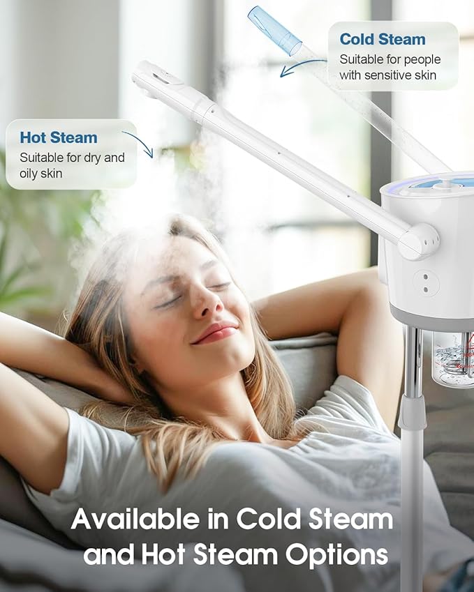 Kingsteam 2 in 1 Hot and Cold Facial Steamer, 30 Min Timer, Ionic Facial Steamer for Home, Esthetician, Professional Nano Water Mist with Large Water Volume for Beauty Salons - Ozone Facial Sprayer-VivaGrace Women