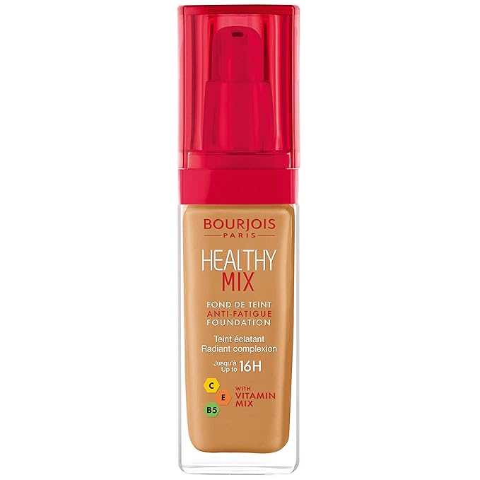 Bourjois Healthy Mix Anti-Fatigue Medium Coverage Liquid Foundation 57.5 Golden Toffee, 30ml-VivaGrace Women